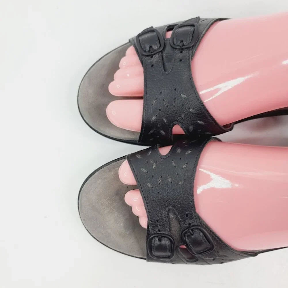 Keen Women's Black Duo Leather Open Toe Slingback Sandals‎ Size 8.5